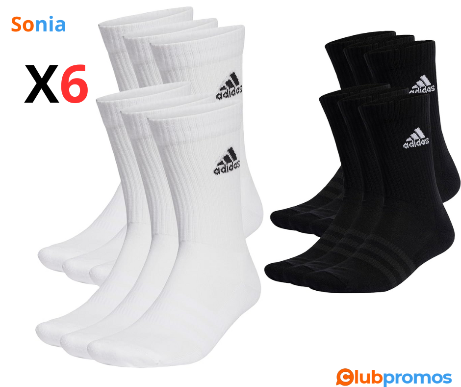 Bon Plan Lot de 6 paires de Chaussettes Adidas Mixte à 14,99 € (Noir) et 19,99 € (Blanc) sur A...png