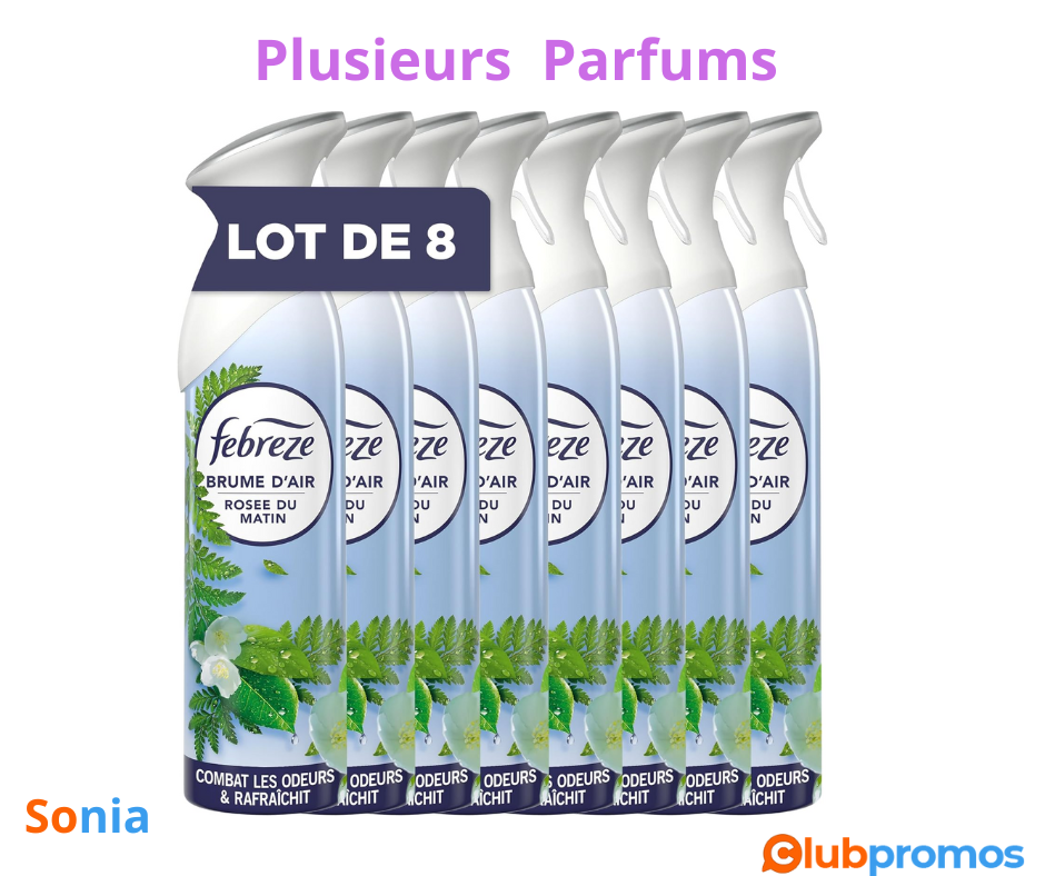 Bon Plan Lot de 8 Febreze Spray Désodorisants 185ML à 16,32 € au lieu de 27,20 € sur Amazon.png