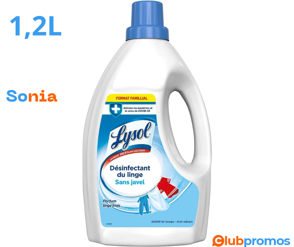 Bon plan Lysol Désinfectant du Linge Parfum Linge Frais, 1.2L, sur Amazon..png