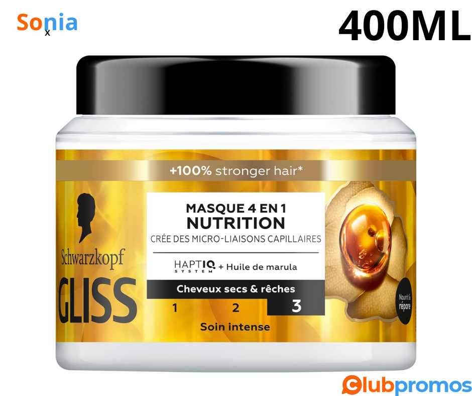 Bon Plan Masque Schwarzkopf GLISS - Nutrition et Réparation Intense 400ml à 3,80€ au lieu de 6...png