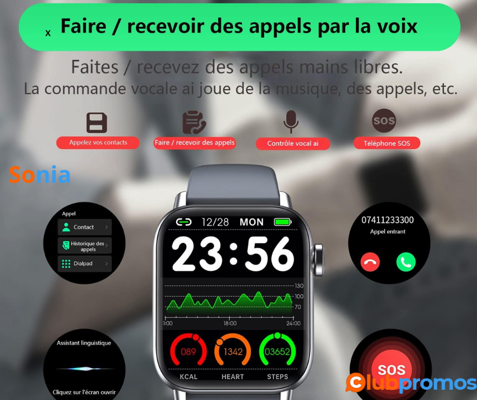 Bon Plan Montre Connectée EBUYFIRE Homme Femme avec Appel Bluetooth à 12,14€ au lieu de 25,99€...png