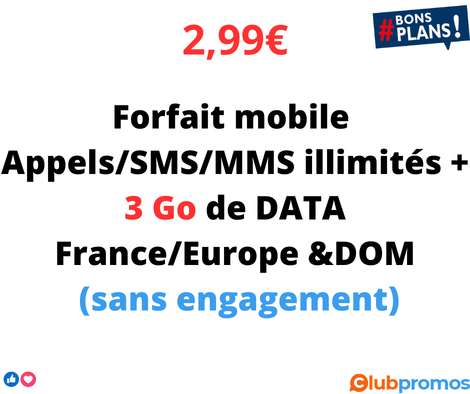 Bon Plan NRJ Mobile Forfait Illimité 3Go à 2,99€mois - Sans Engagement .png