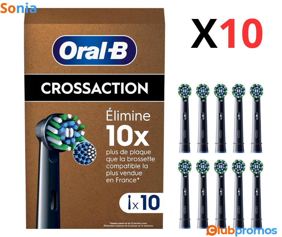 Bon Plan Pack de 10 Brossettes Oral-B Pro Cross Action Noire ou Blanche à 21,99€ au lieu de 40...png