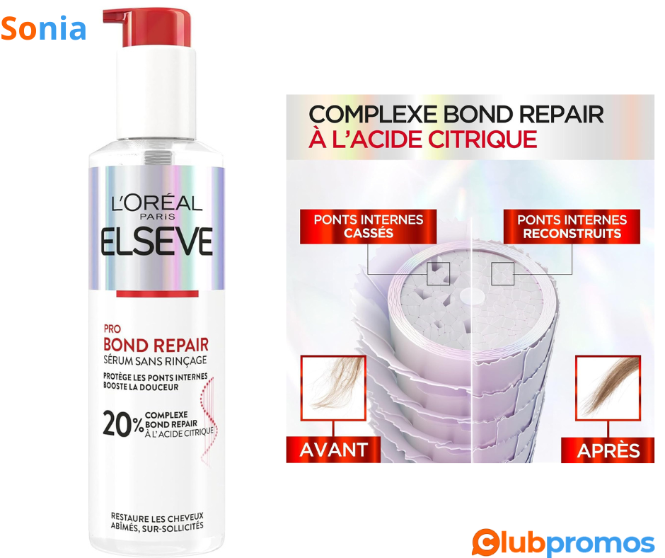 Bon Plan Sérum Réparateur Bon Repair Pro L'Oréal Paris - Sans Rinçage pour Cheveux Abîmés à 6,...png