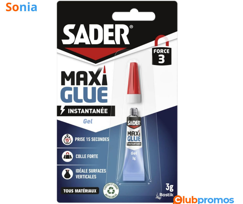 Bon Plan Sader Maxiglue Gel – Super Glue Universelle – Tous Matériaux – Colle de Réparation à ...png