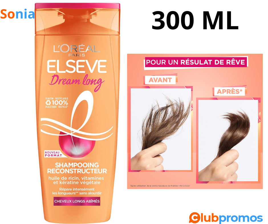 Bon Plan Shampoing L'Oréal Paris Elseve Dream Long 300ml à 3,21€ sur Amazon.png