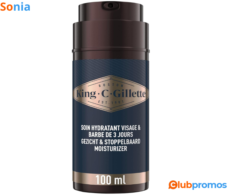 Bon Plan Soin Hydratant Visage et Barbe de 3 Jours Gillette King C Gillette, 100ml à 7,96€ au ...png