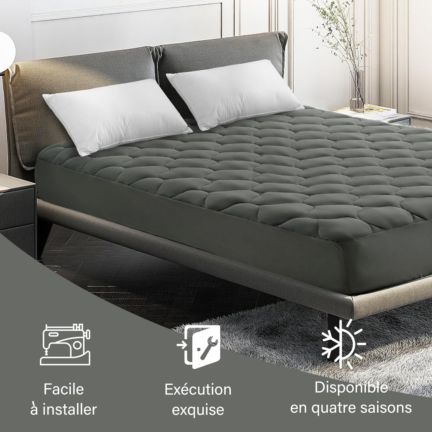 BON PLAN  Surmatelas Duanduan 160 x 200 cm, Gris ou Blanc, à 44,19 € Au lieu de 51,99 € via co...jpg