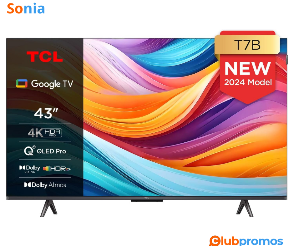 Bon Plan TV 43’’ TCL QLED 43T7B 4K HDR Pro avec Google TV – 299€ au lieu de 499€ sur Amazon.png