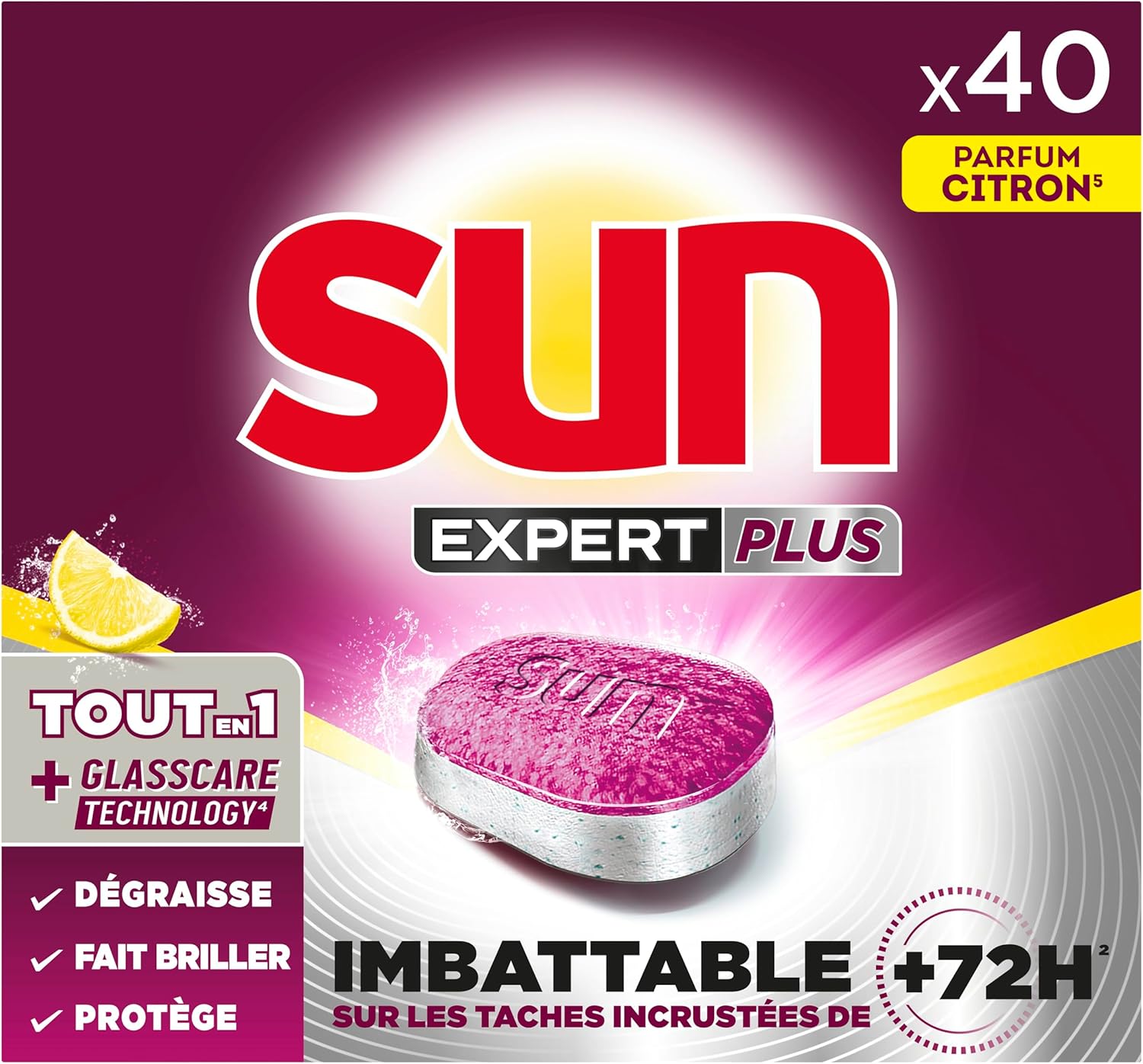 bon planSUN - pastilles lave-vaisselle Tout en 1 Expert Plus - 40 tablettes - citron - imbatta...jpg