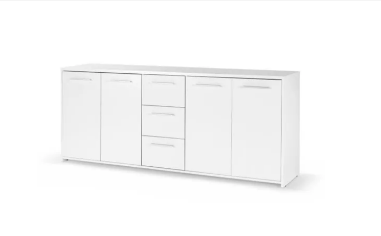 Buffet bas - Blanc mat - 4 portes 3 tiroirs - L 179 x P 42 x H 74,5 cm.png