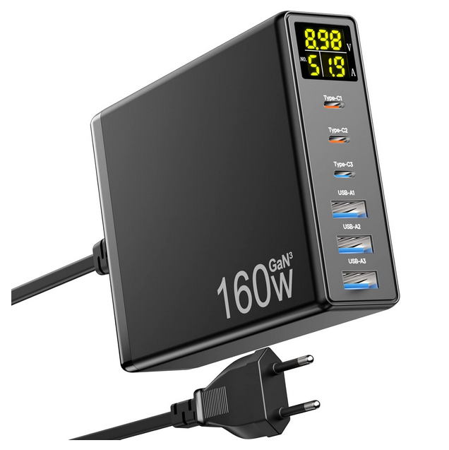 Chargeur-USB-C-Multiple-160W-GaN-6-Port-USB-Chargeur-Rapide-avec-LED-Display-Chargeur-Secteur-...png