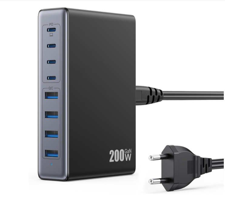 Chargeur USB C Multiple 200W - 8 ports GaN III à 29,96€ au lieu de 39,95€ sur Amazon.png