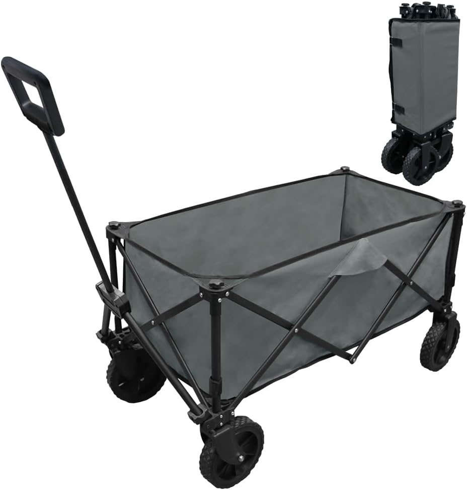 Chariot de transport pliable tout-terrain 120L, roues 360°, pliage compact, promo Amazon