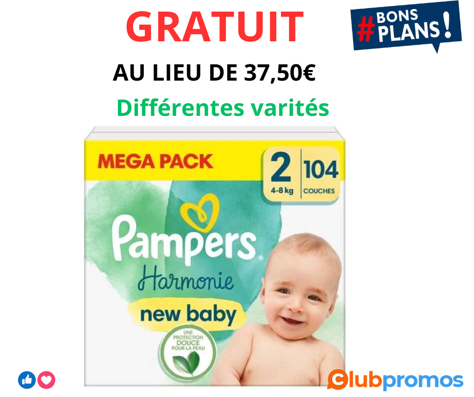 Deal Incroyable Mega Pack Couches Pampers GRATUIT chez Carrefour – Profitez-en Rapidement.png