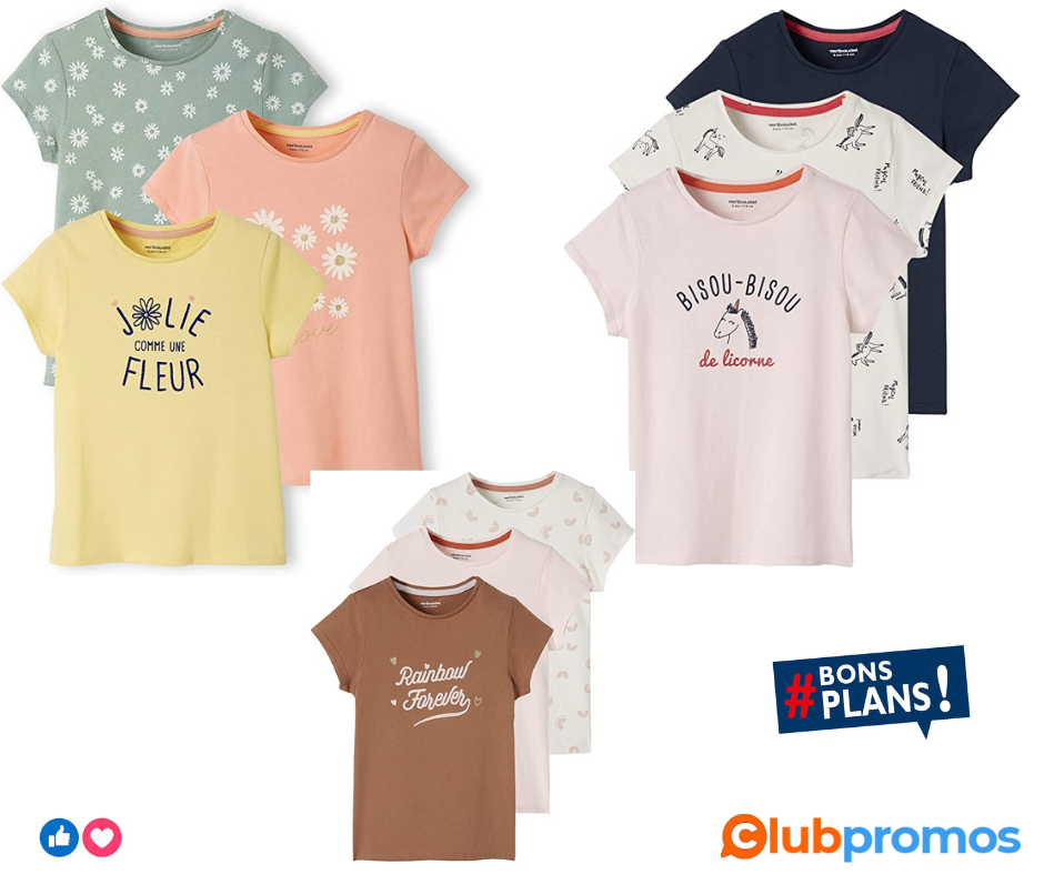 ertbaudet VERTBAUDETLot de 3 T-Shirts Assortis Fille détails irisé.png