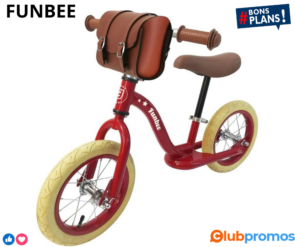 FUNBEE Draisienne 12 Retro avec Sacoche pour enfant - Rouge.png