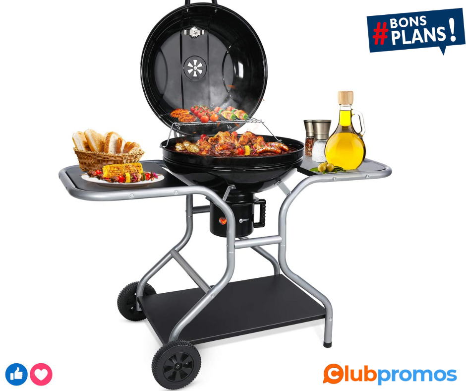 Gifort Barbecue Charbon de Bois, BBQ Grill, Barbecue Fumoir Rond Portable Ø 58 cm avec Couverc...png