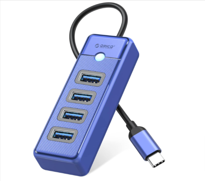 Hub USB C Orico 4 Ports - USB 3.0, avec câble de 0,15m, bleu à 5,99€ au lieu de 11,99€ sur Ama...png