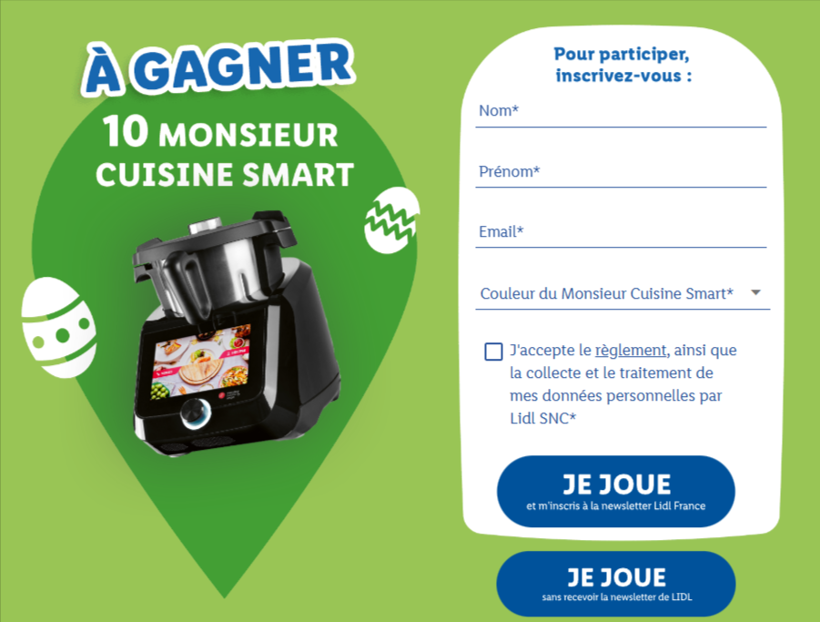 Jeu-concours Lidl spécial Pâques 2025 : tentez de gagner un robot culinaire Monsieur Cuisine Smart.