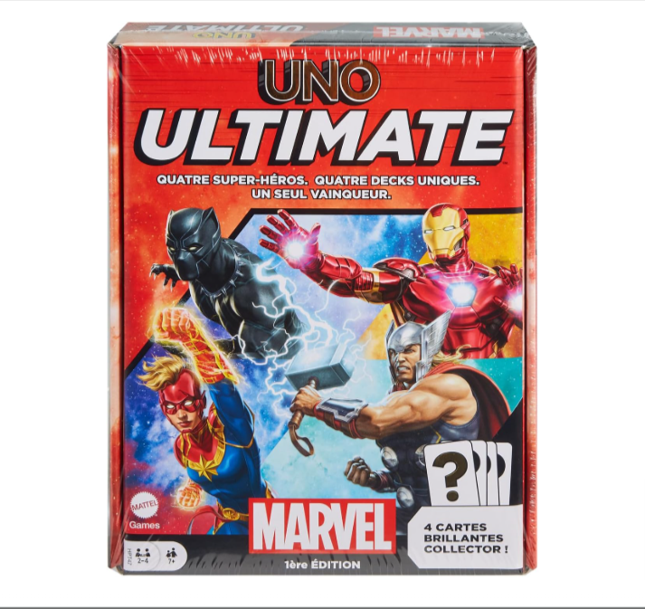 Jeu de cartes Mattel Games UNO Ultimate Marvel à 6,89€ au lieu de 15€ sur Amazon.png