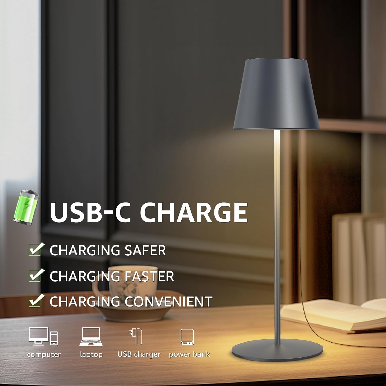 Lampe de chevet sans fil tactile Uuffoo, rechargeable USB, dimmable à 12,99€ au lieu de 36,99€...jpg