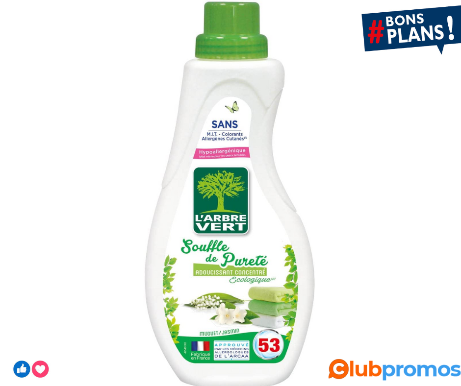 L'Arbre Vert Adoucissant concentré Souffle de pureté, muguet & jasmin - Le bidon de 800ml.png