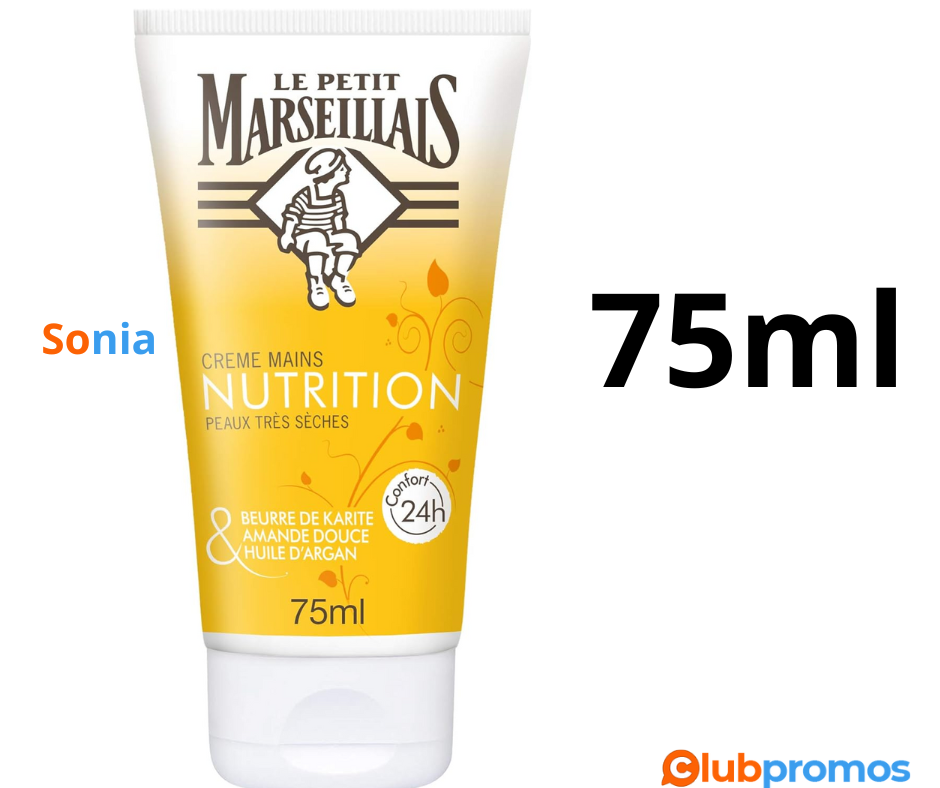 Le Petit Marseillais - Crème Mains Nutrition Peaux Très Sèches (tube de 75 ml) – Crème pour le...png