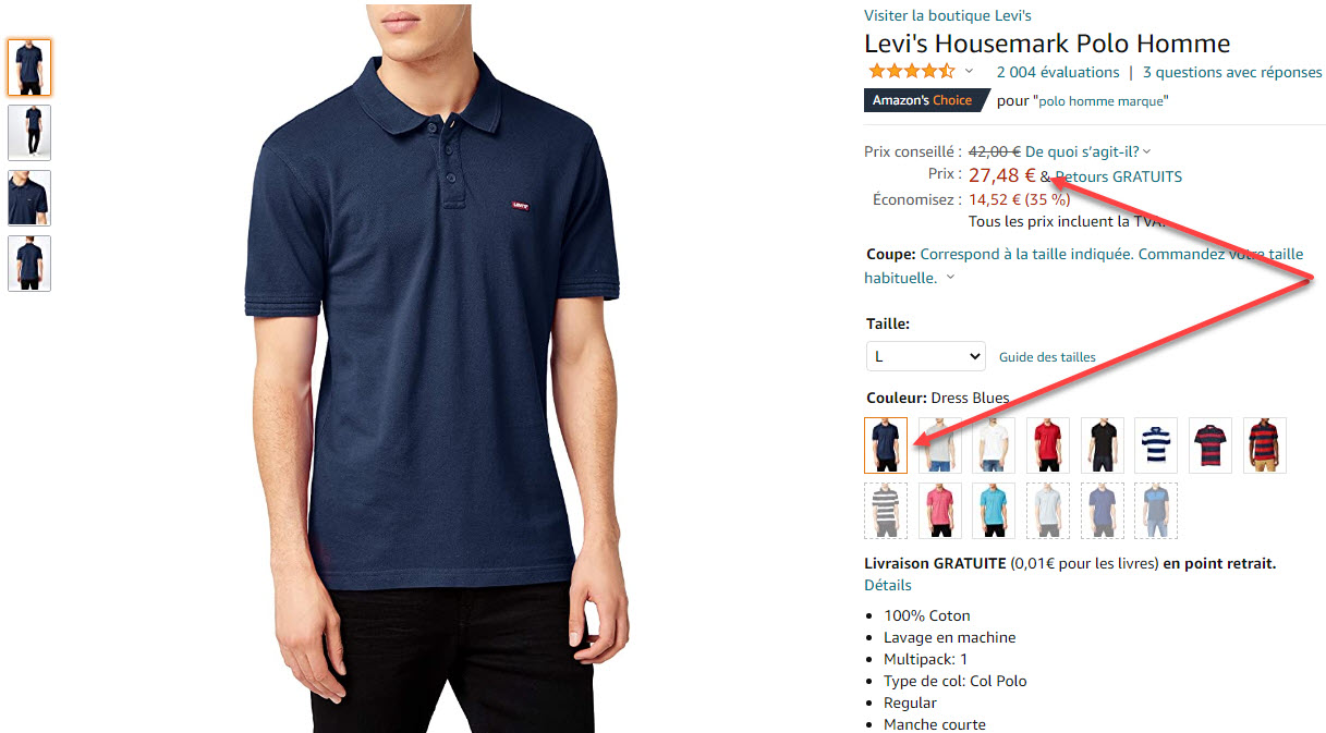 Levi's Housemark Polo Homme.27.48.Sur.Amazon.jpg