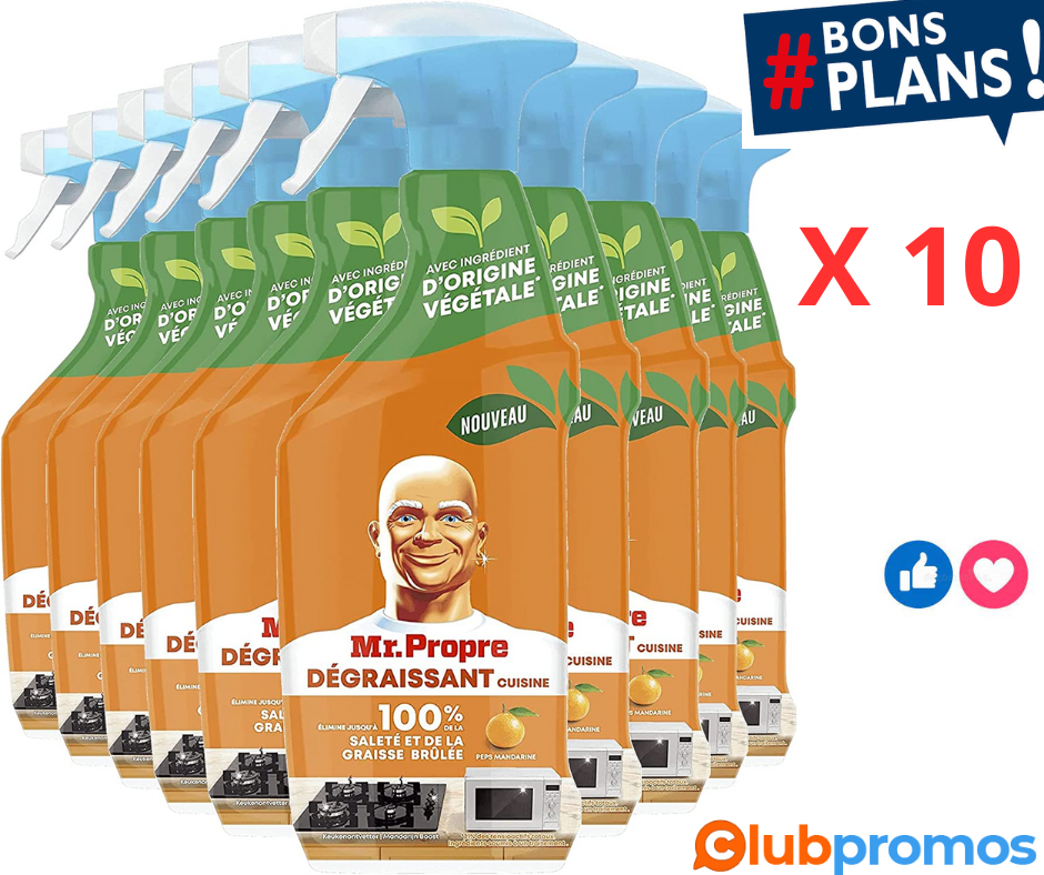 LOT DE 10 x 500ML - Mr. Propre Flash Propreté Spray Dégraissant Et Nettoyant, Peps Mandarin.png