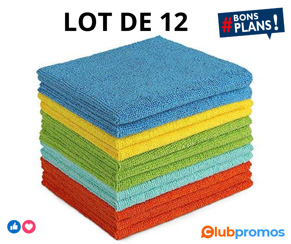 Lot de 12 chiffons de nettoyage en microfibre Aidea - 30 x 30 cm .png