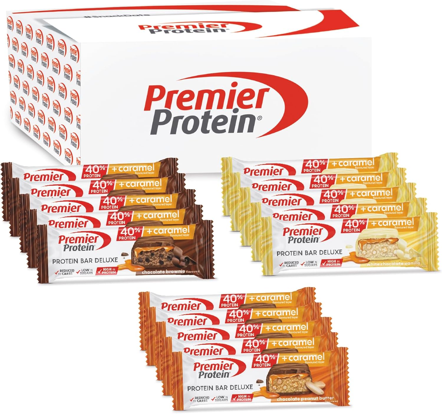 Lot de 15 barres Premier Protein Bar Deluxe 40% - Multiflavourbox 15x50g à 17,99€ au lieu de 2...jpg