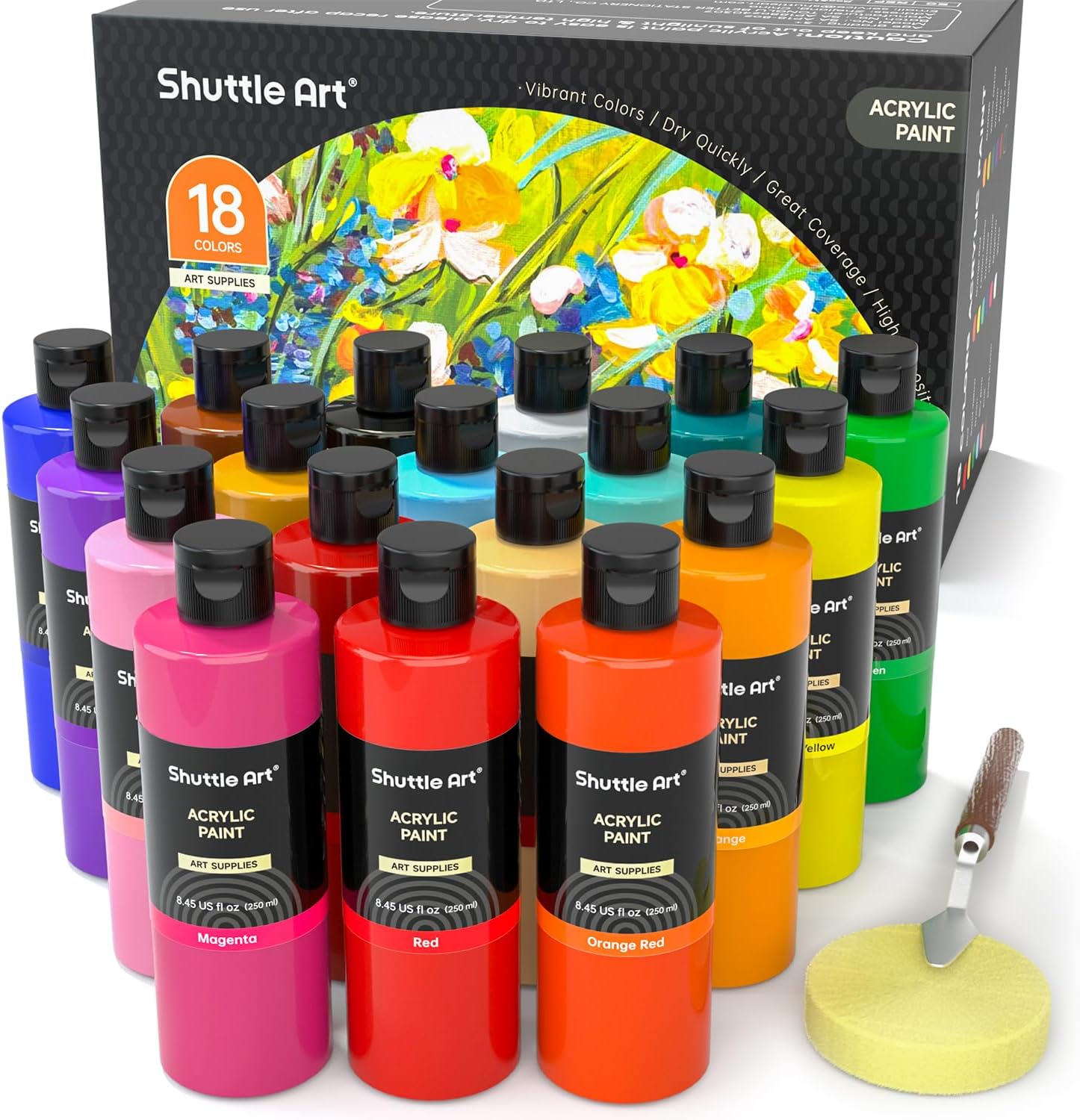 Lot de 18 Peintures Acryliques Shuttle Art - 250ml, 28,04€ au lieu de 40€ sur Amazon.jpg