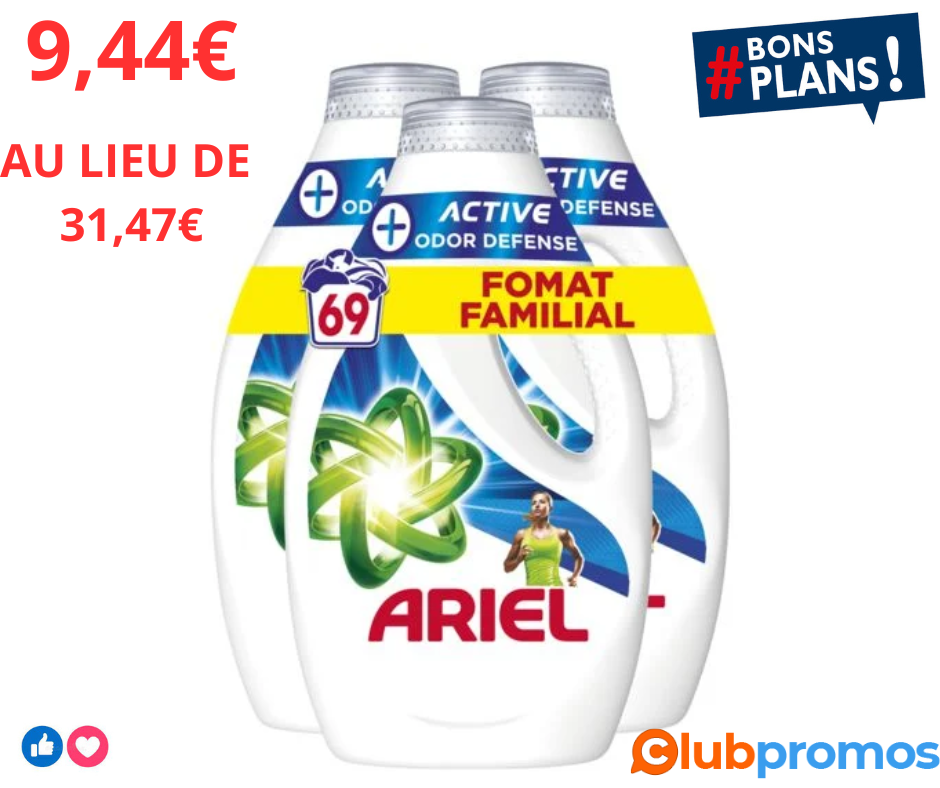 Lot de 3 bidons de lessive Ariel - 3x25 lavages, différentes variétés (Via 22.03€ sur la carte...png