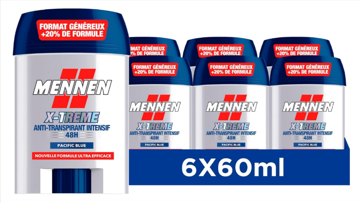 Lot de 6 Déodorants Mennen X-Treme Anti-Transpirant 48H Stick Large – Sans Alcool.png