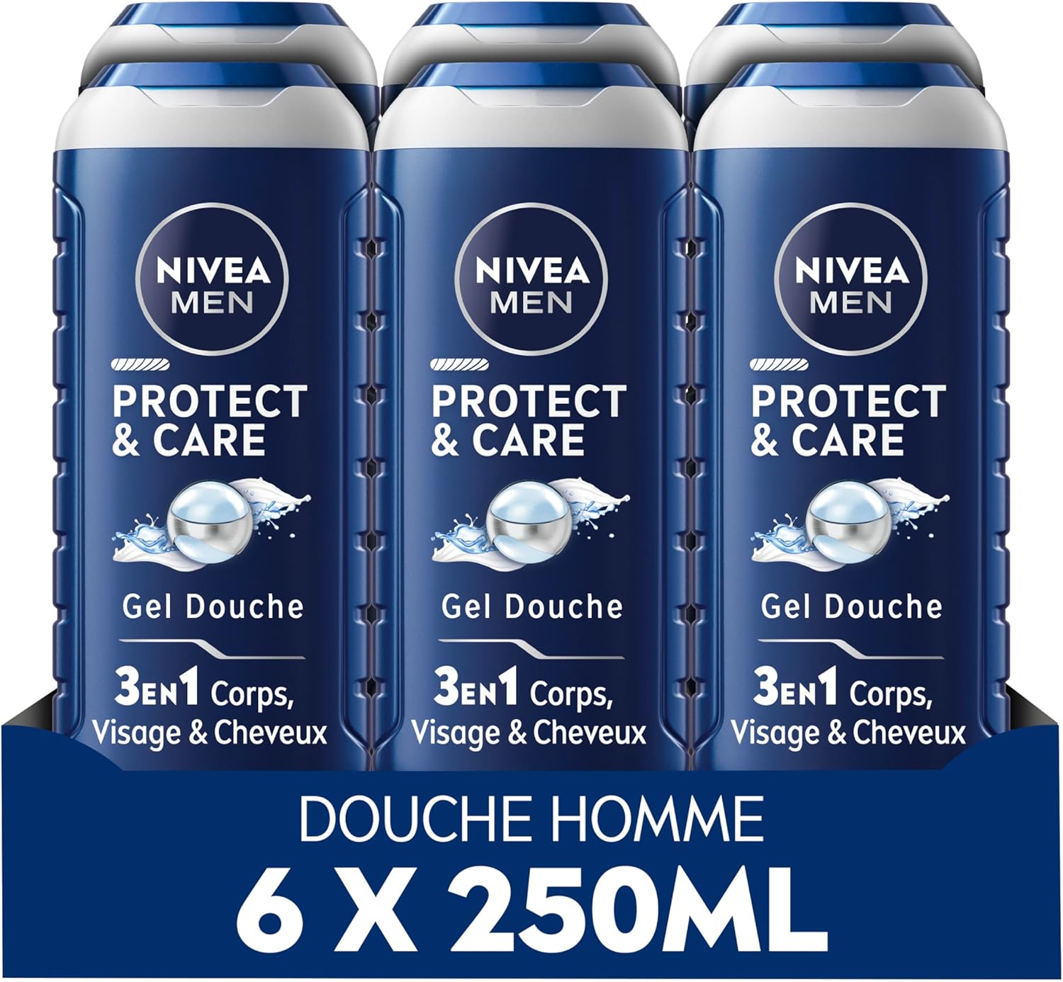 Lot de 6 Gels douche Protect & Care Nivea Men, 3 en 1, 6 x 250 ml à 9,66€ ou 8,61€ via Prévoye...jpg