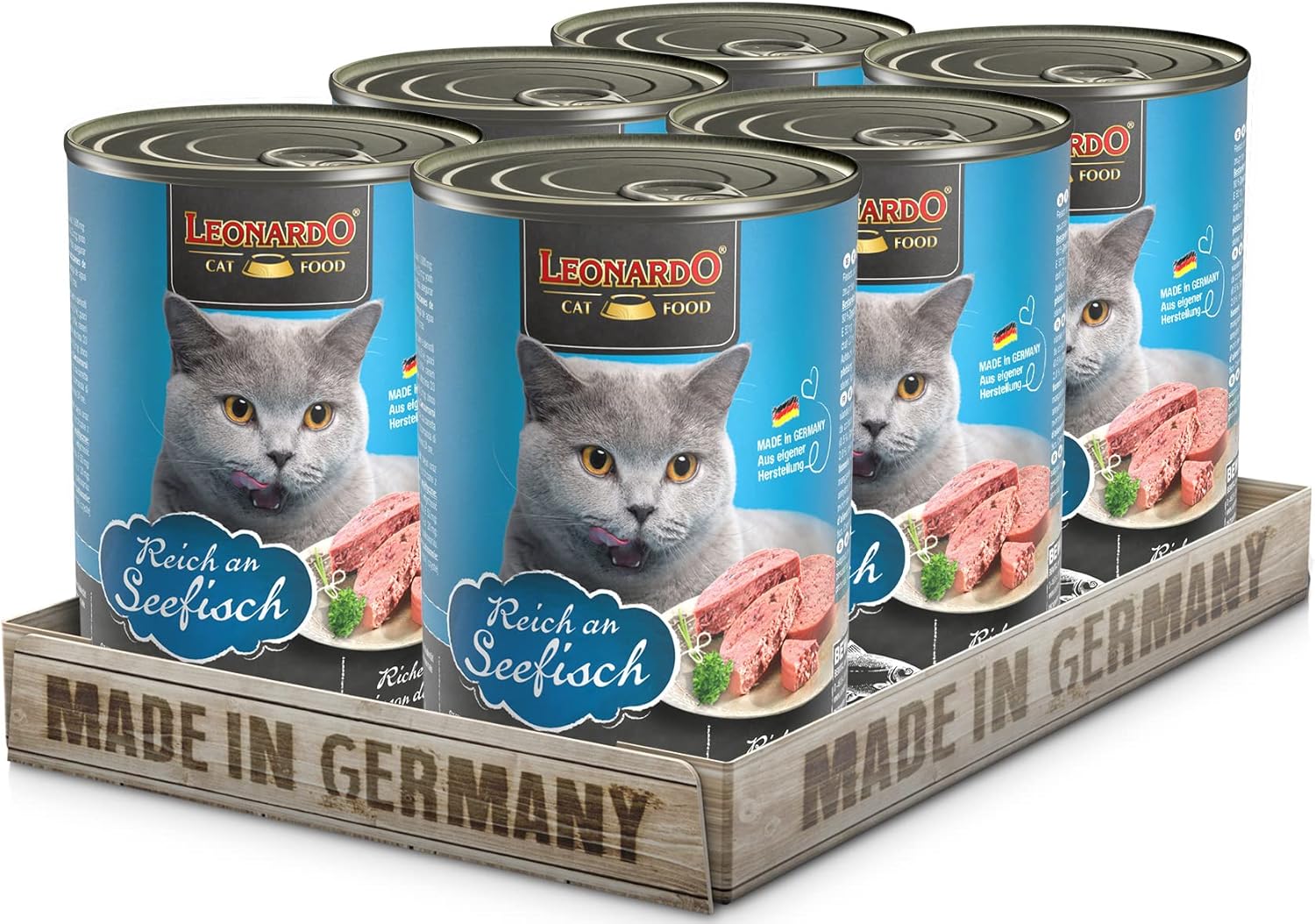 Lot de 6 Nourriture Humide sans céréales pour Chats LEONARDO Riche en Poisson de mer - 10,73 €...jpg