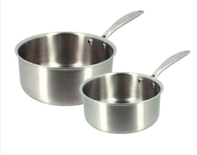 Lot de 2 casseroles MENASTYL en inox 16 & 20 cm - Compatible induction, durable et résistant