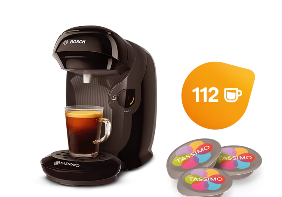 Machine à café Bosch Tassimo Style + 8 Packs de capsules = 112 cafés à 39€ au lieu de 99€ sur ...png