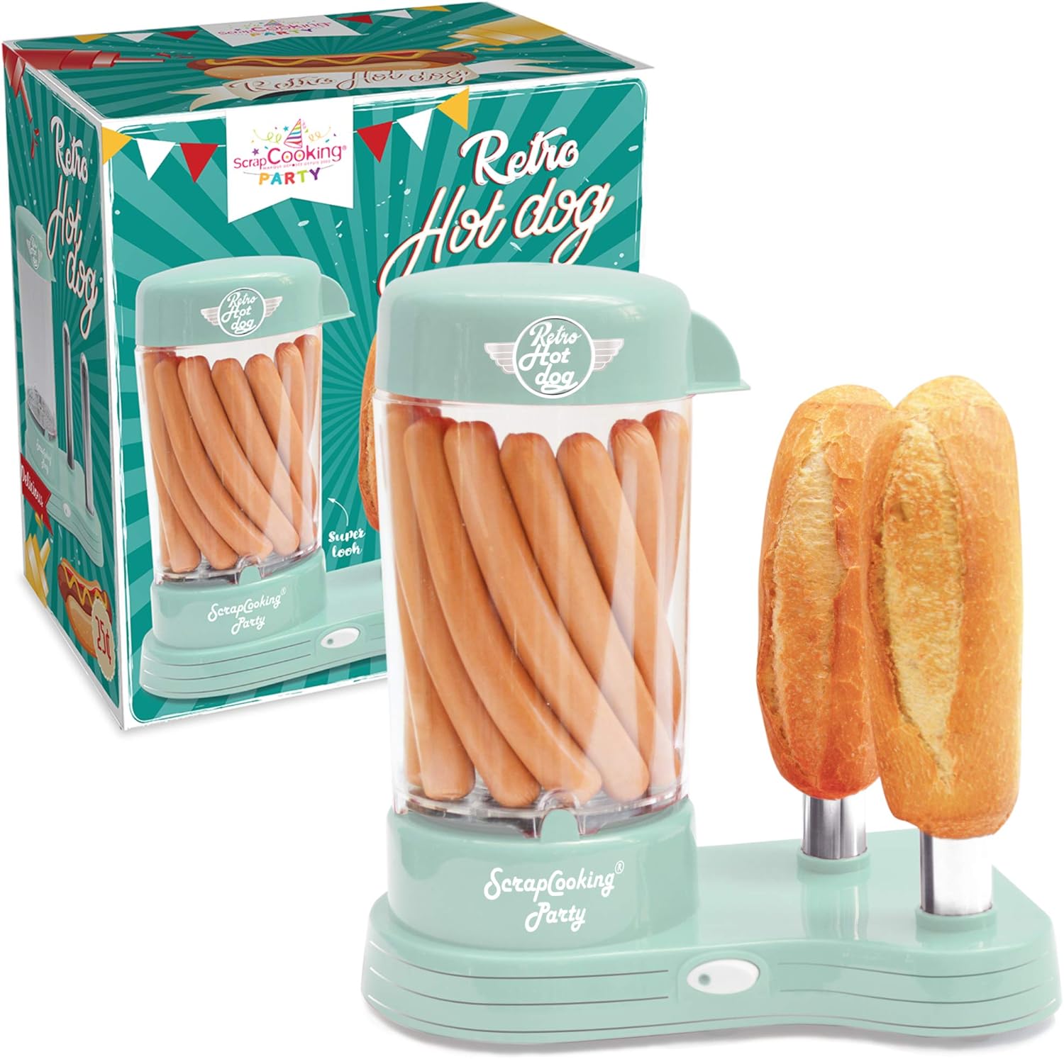 Machine à Hot Dogs Scrap Cooking - 12 saucisses & 2 pains - Vert à 24,16€ sur Amazon.jpg