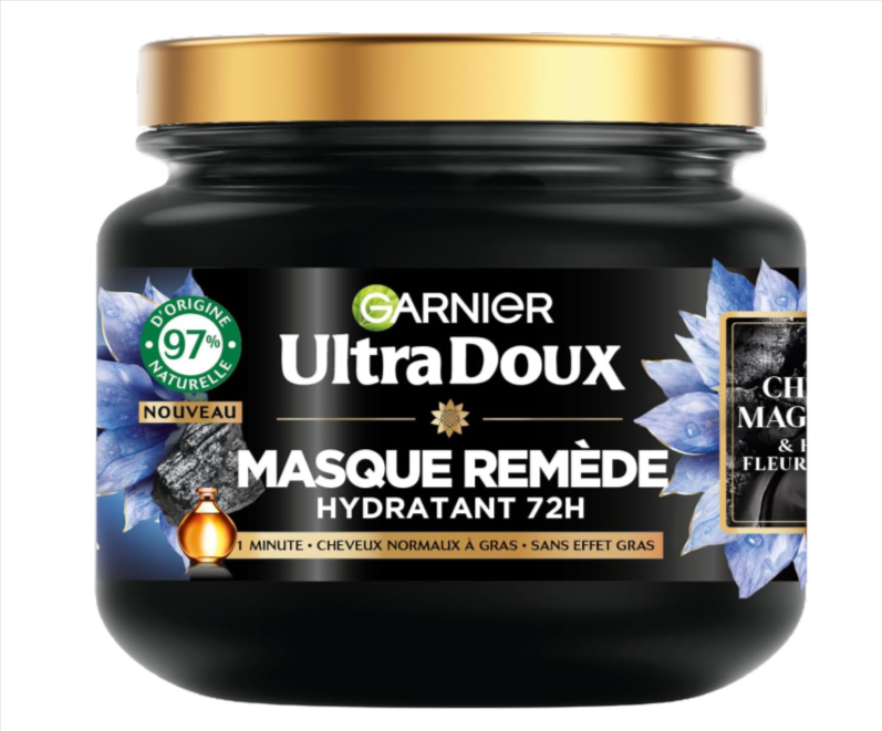 Masque Garnier Ultra Doux - Charbon Magnétique & Fleur de Nigelle (340 ml) à 3,69€ sur Amazon.png