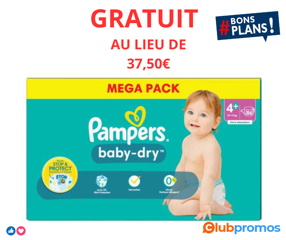 Mega pack de couches Pampers Baby-dry - Différentes tailles (via 30€ sur carte de fidélité INT...png