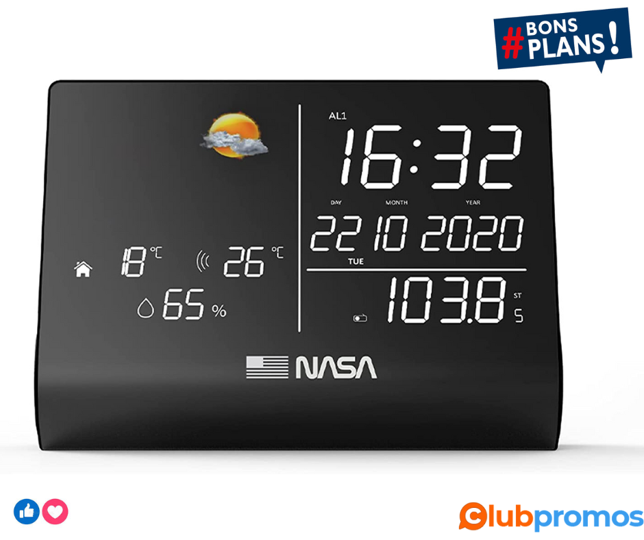 Nasa - Station Météo - Enceinte Bluetooth WSP1300 Noire - 1 capteur extérieur - Livrée avec ad...png