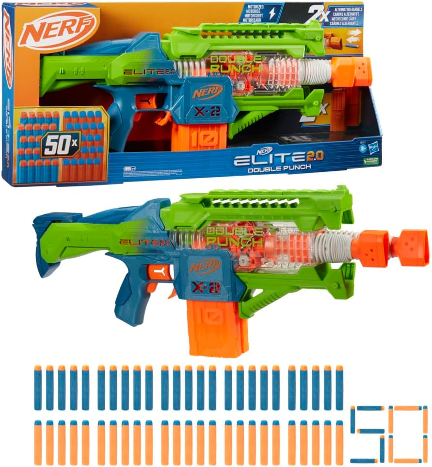 Nerf Elite 2.0, Blaster motorisé Double Punch, canons alternatifs Rapides, 50 fléchettes Nerf ...jpg