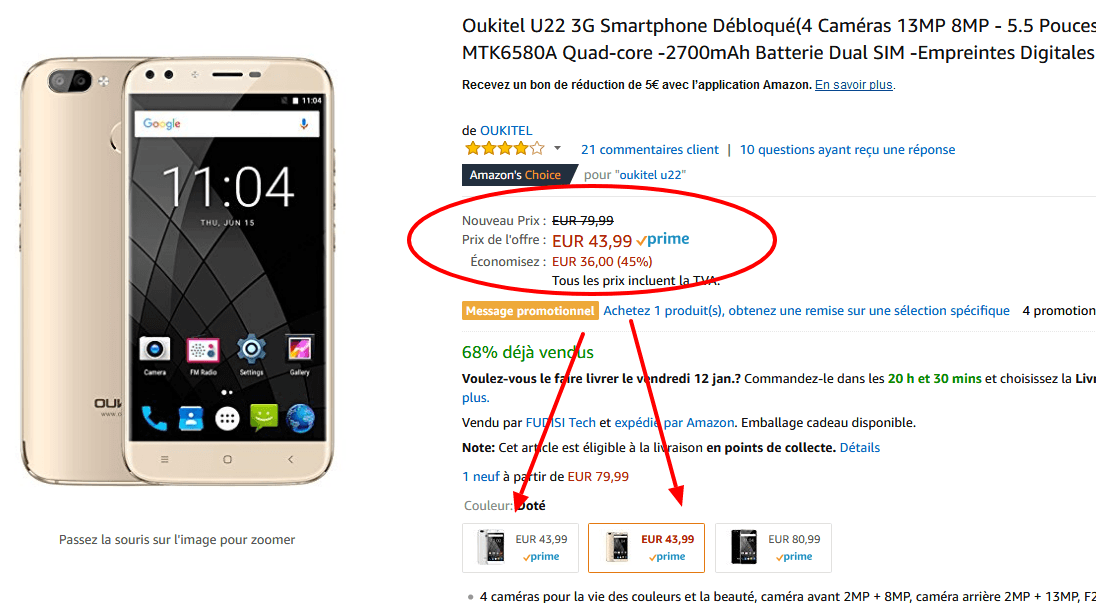 Oukitel U22 3G Smartphone Débloqué 4 Caméras 2 13MP 2 8MP  Amazon.fr  High tech(1).png