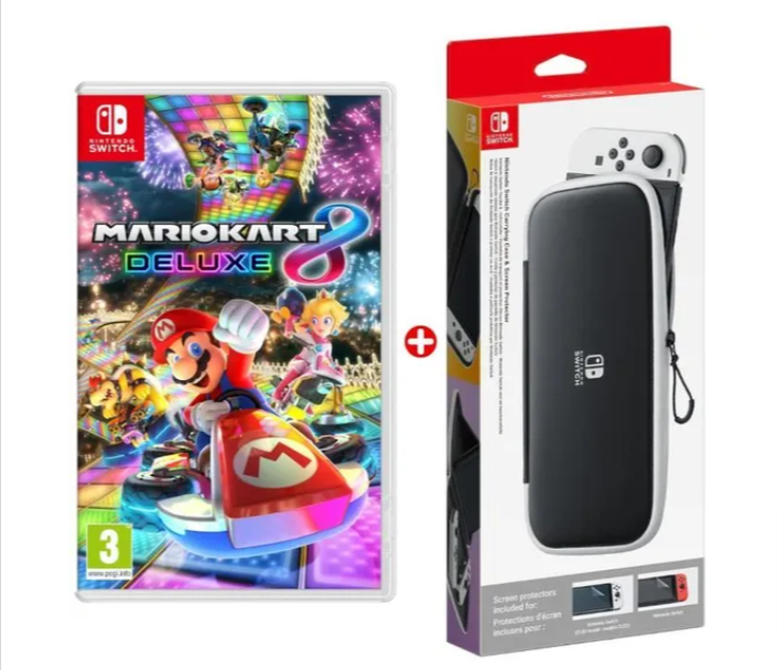 Pack Nintendo - Mario Kart 8 Deluxe + Pochette de Transport et Protection d'Écran pour Switch ...png