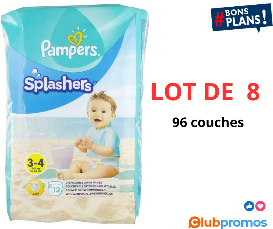 Pampers Culottes de Bain Splashers Taille 3-4 (6-11 kg), 12 Couches-Culottes Bébé, Edition Bab...png