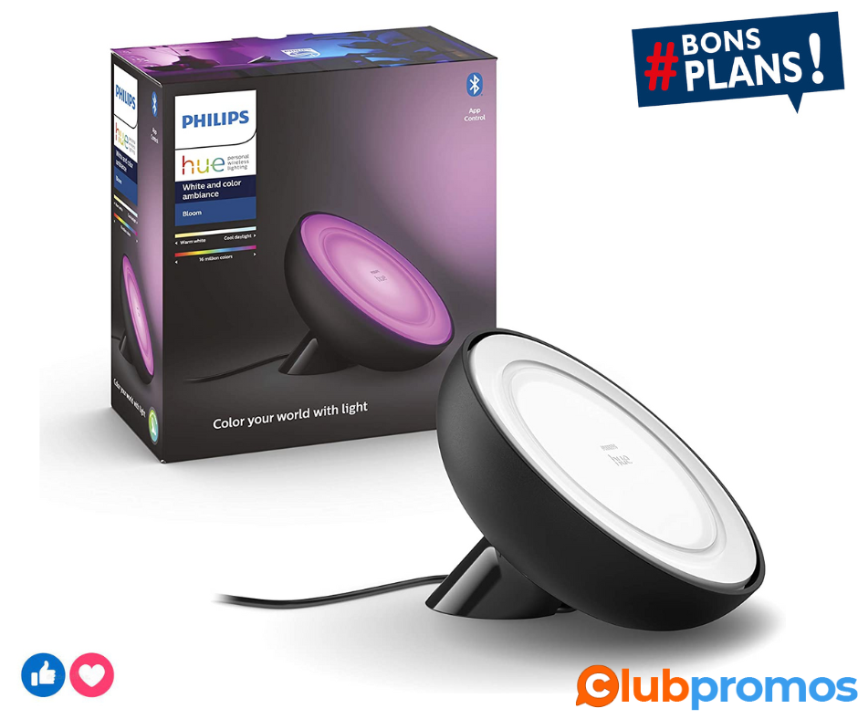 Philips Hue White & Color Ambiance, lampe Bloom, 4ème génération - Noir, compatible Bluetooth,...png