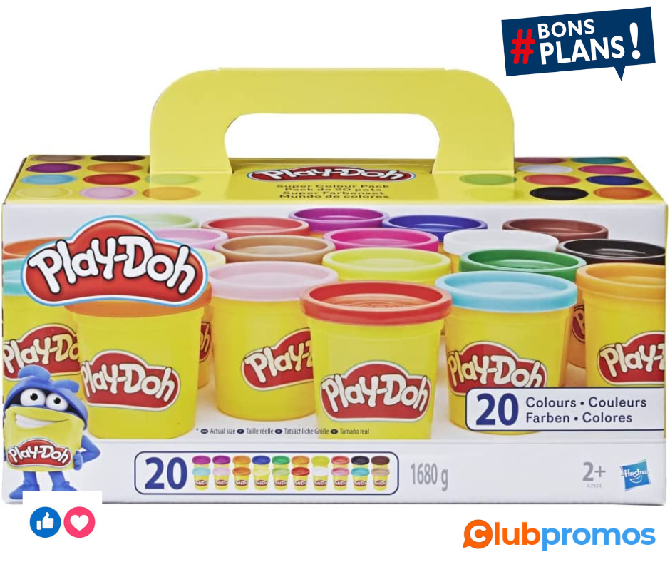 play-Doh, 20 Pots de Pate A Modeler, Super Couleurs, 84 g chacun .png