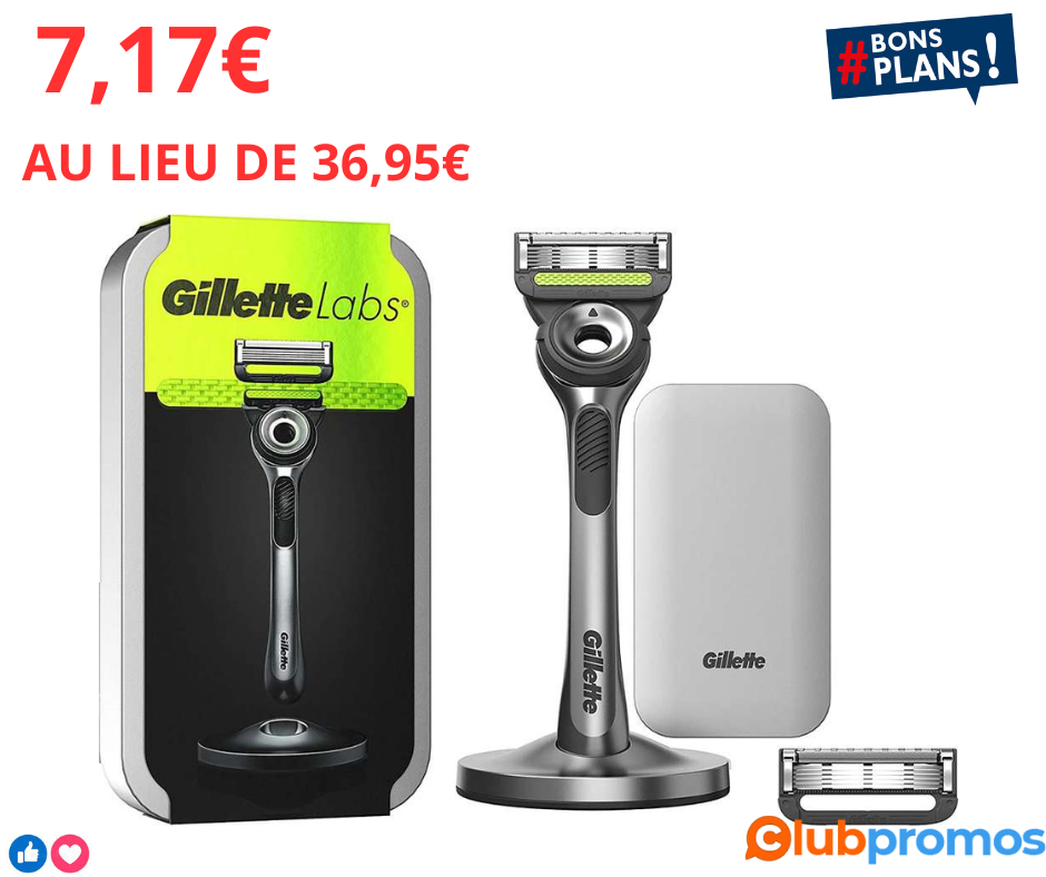 Rasoir Gillette Exfoliant Labs avec manches + 2 recharges + socle + étui de voyage 7,17€ au li...png